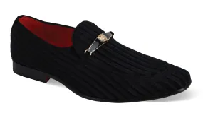 Mens Rich Black Corduroy Velvet Loafers Dress Shoes After Midnight 6946