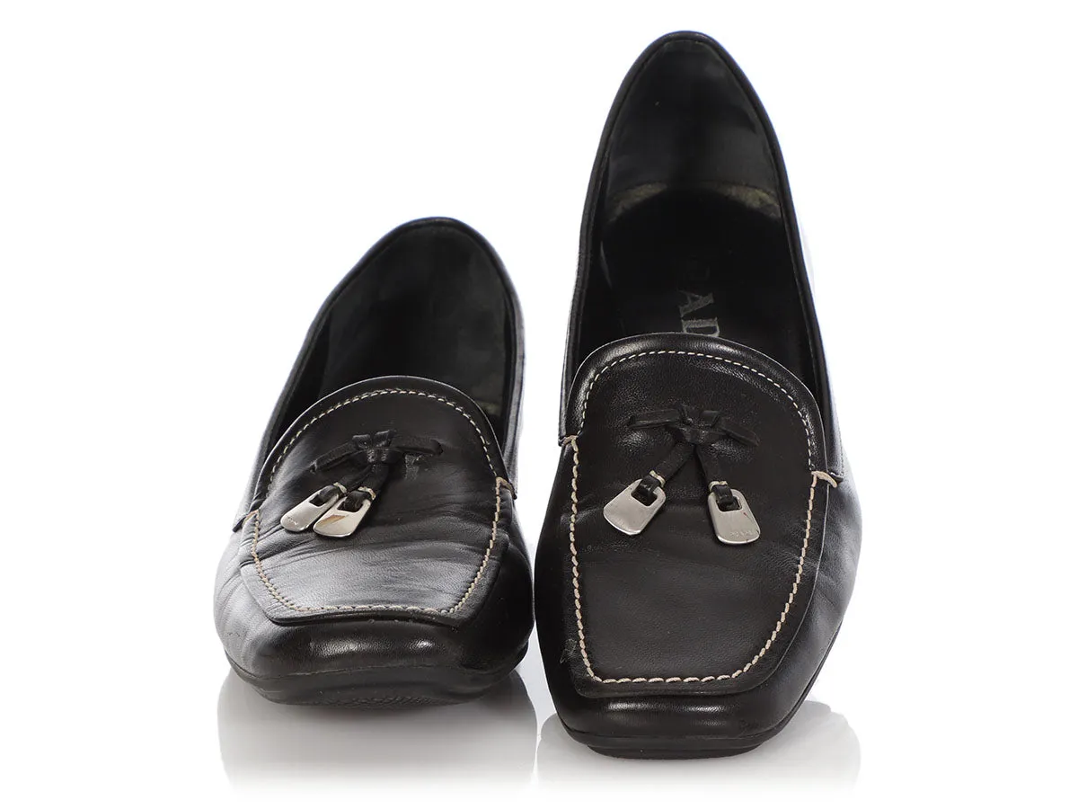 Prada Black Leather Loafers