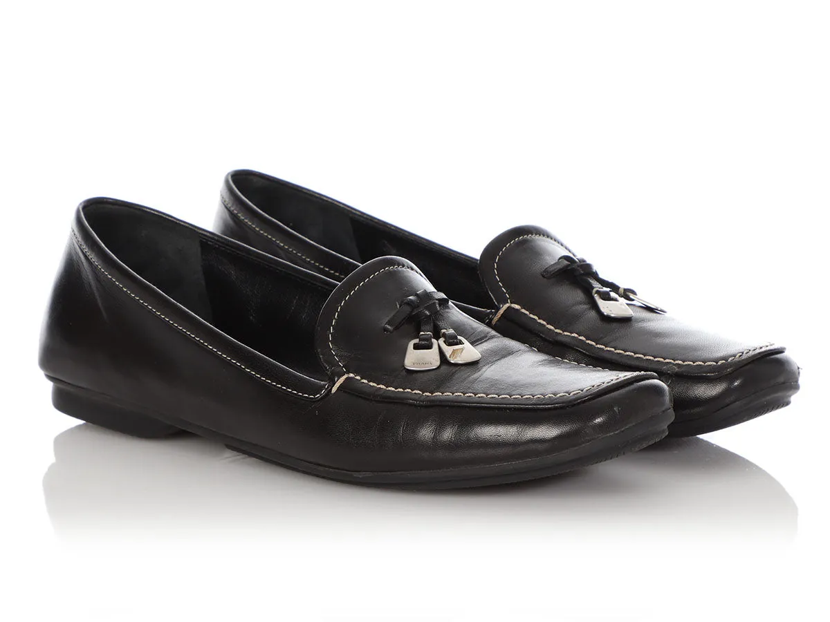 Prada Black Leather Loafers