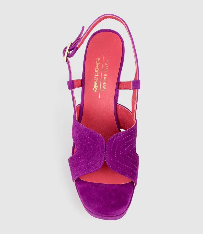 RASTINE115 Open Toe Platform Sandal in Magenta Suede