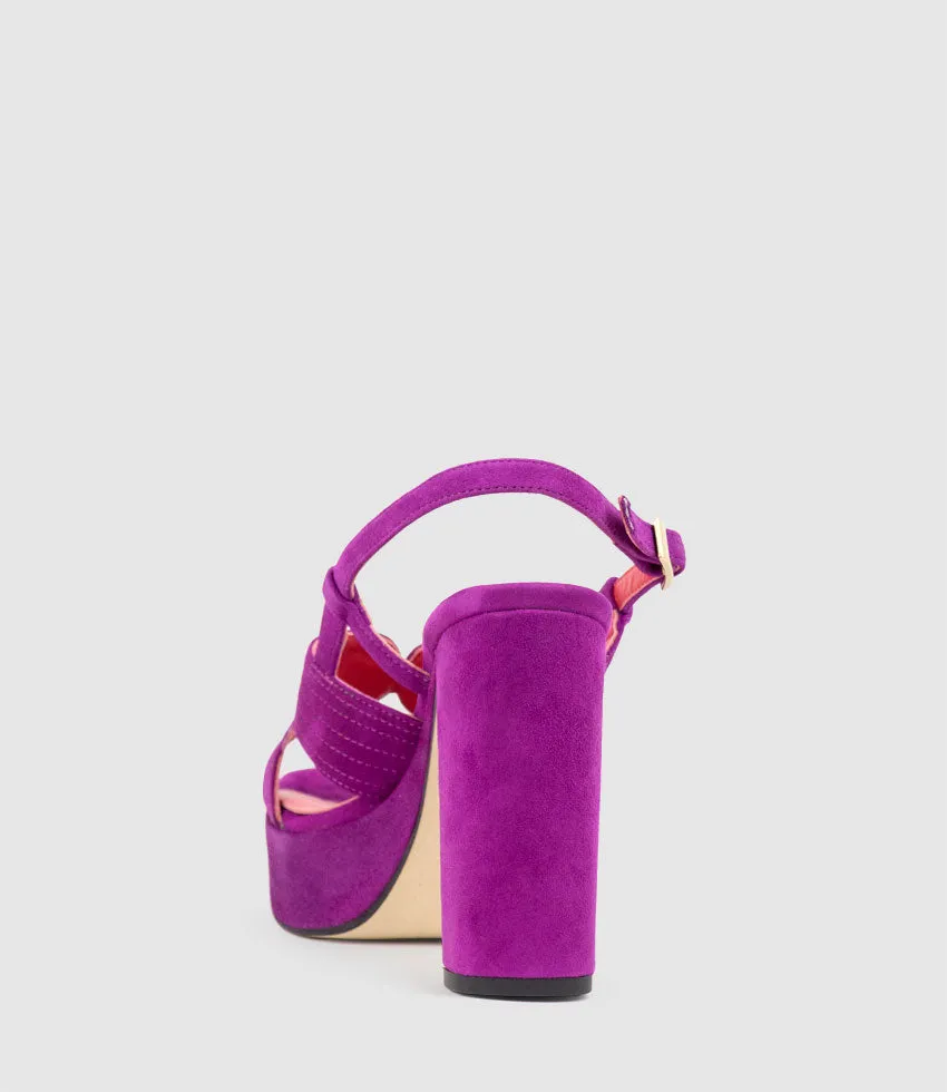 RASTINE115 Open Toe Platform Sandal in Magenta Suede