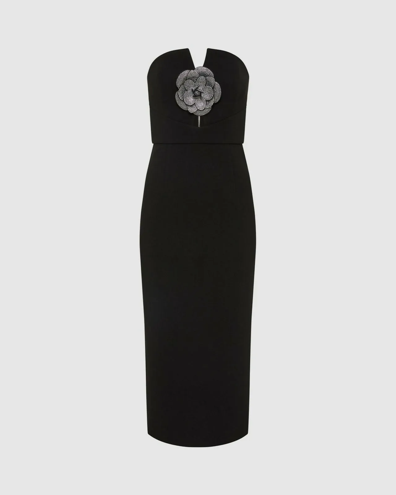 Rebecca Vallance Yvonne Rhinestone Flower Midi Dress
