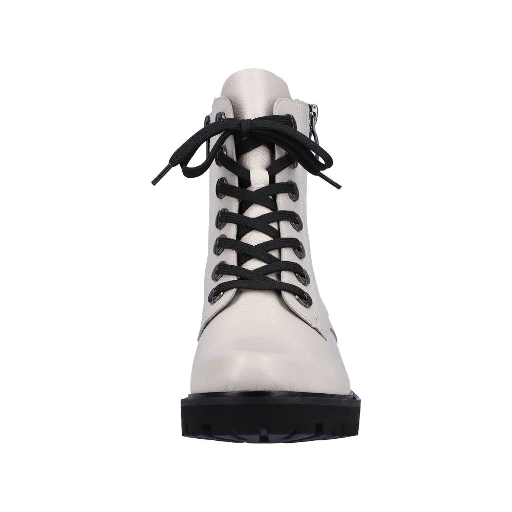 Remonte D8671-81 Ladies White Leather Zip & Lace Ankle Boots