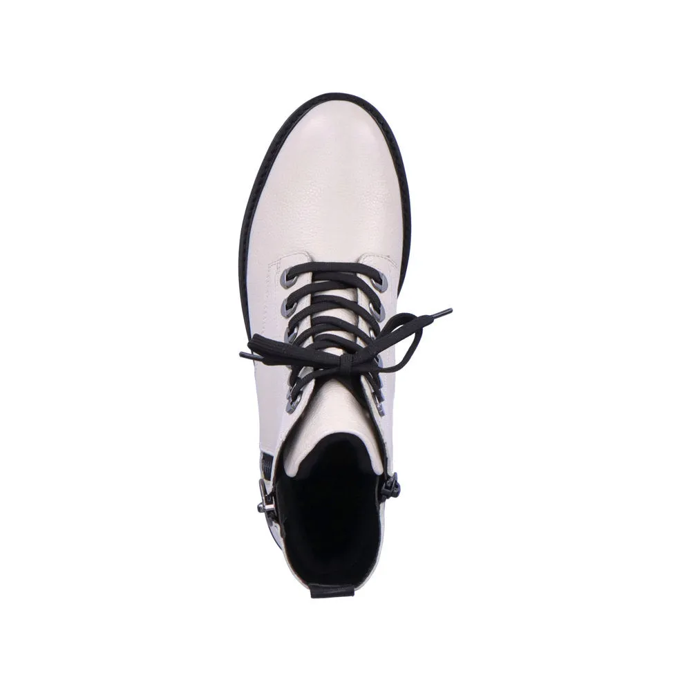 Remonte D8671-81 Ladies White Leather Zip & Lace Ankle Boots
