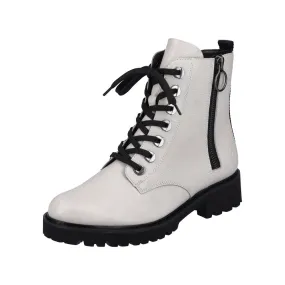 Remonte D8671-81 Ladies White Leather Zip & Lace Ankle Boots