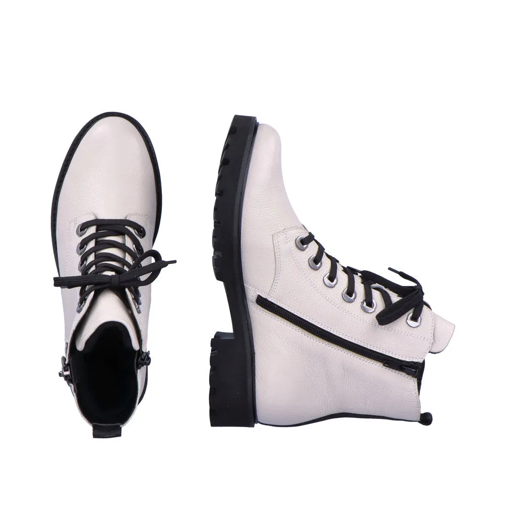 Remonte D8671-81 Ladies White Leather Zip & Lace Ankle Boots