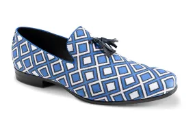 Royal Blue Windowpane Tassel Loafer