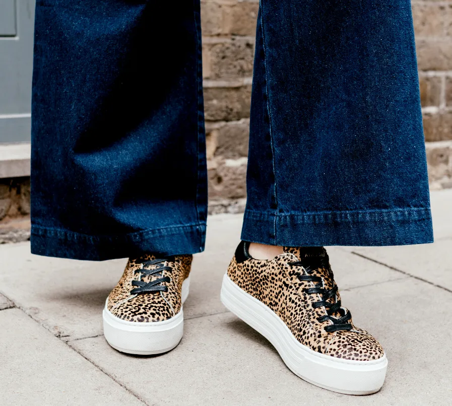 Sadie: Mini Cheetah Print Platform Trainers