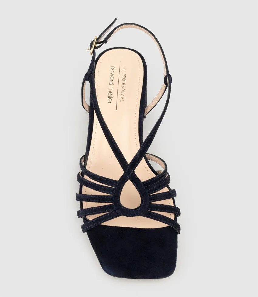 SAMA35 Strappy Sandal in Navy Suede