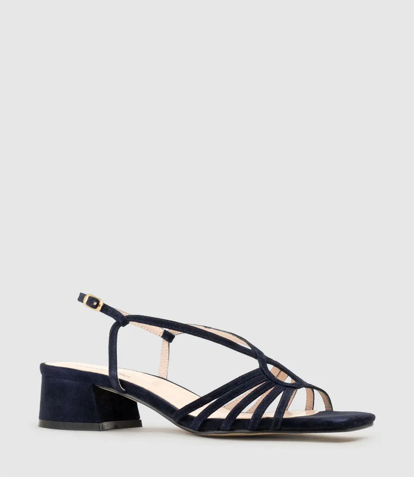 SAMA35 Strappy Sandal in Navy Suede