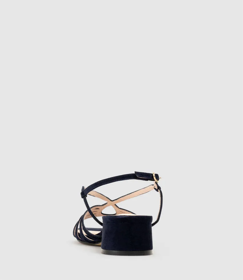 SAMA35 Strappy Sandal in Navy Suede