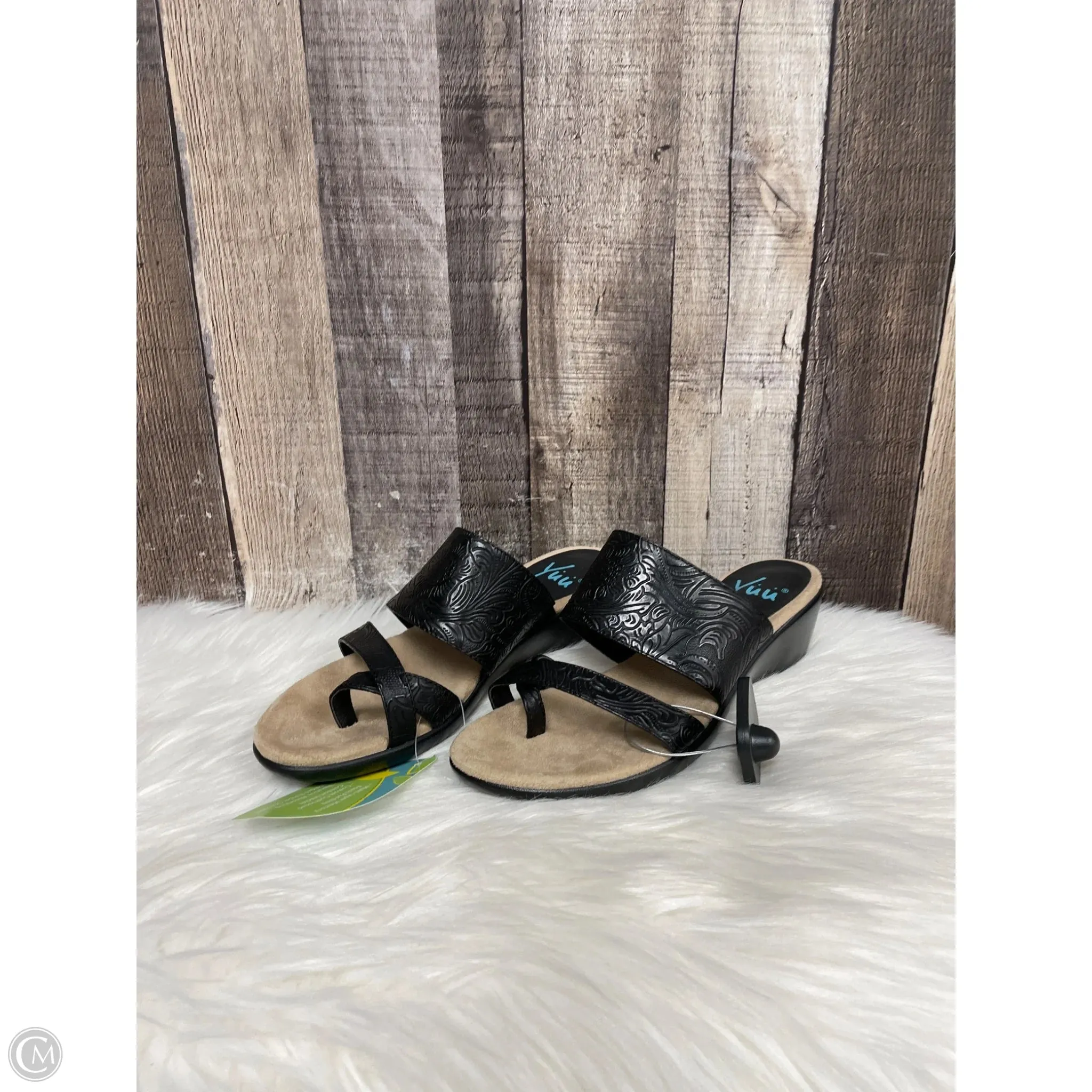 Sandals Heels Wedge By Yuu Collection In Black, Size: 7.5