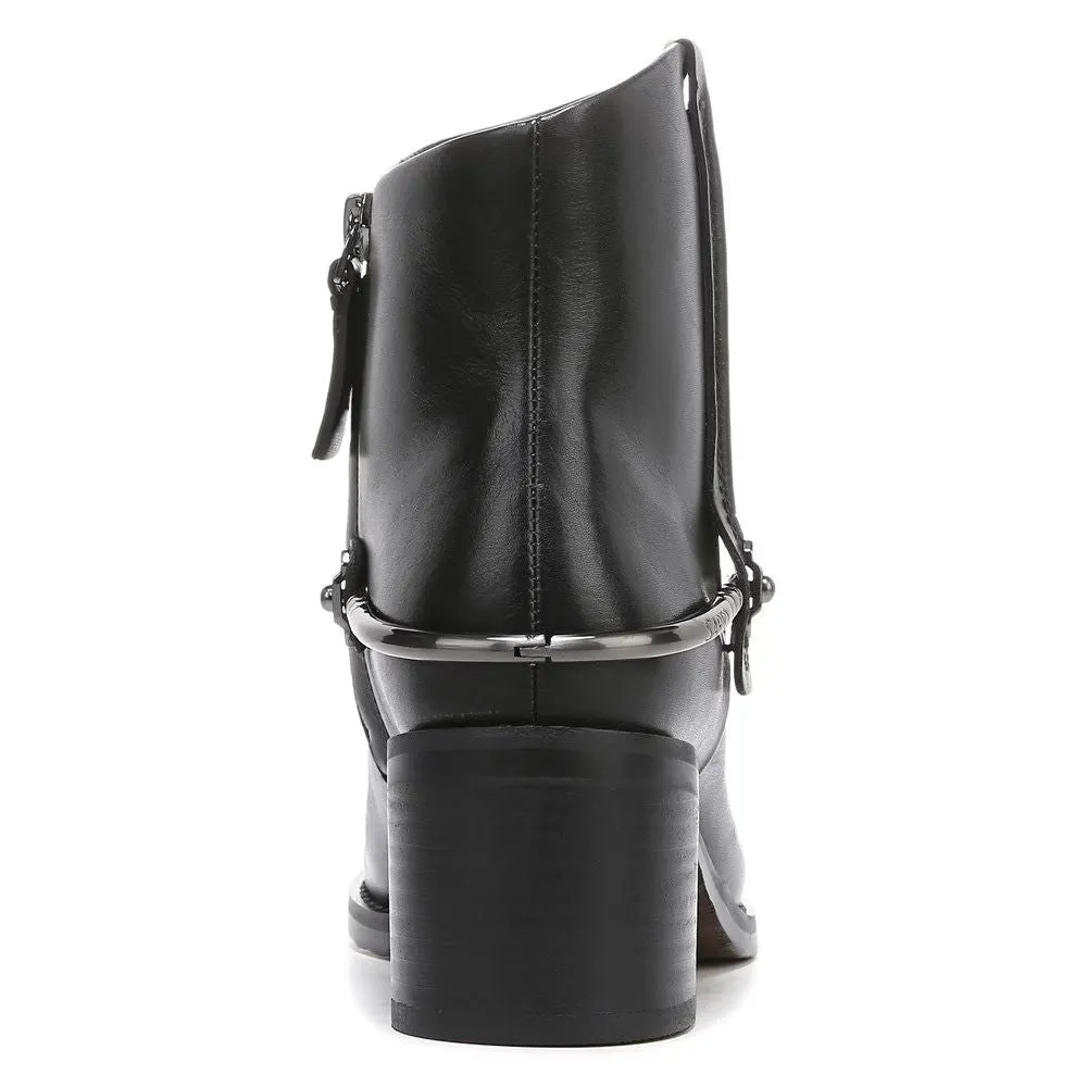 Sandy Black Leather Franco Sarto Ankle Boots