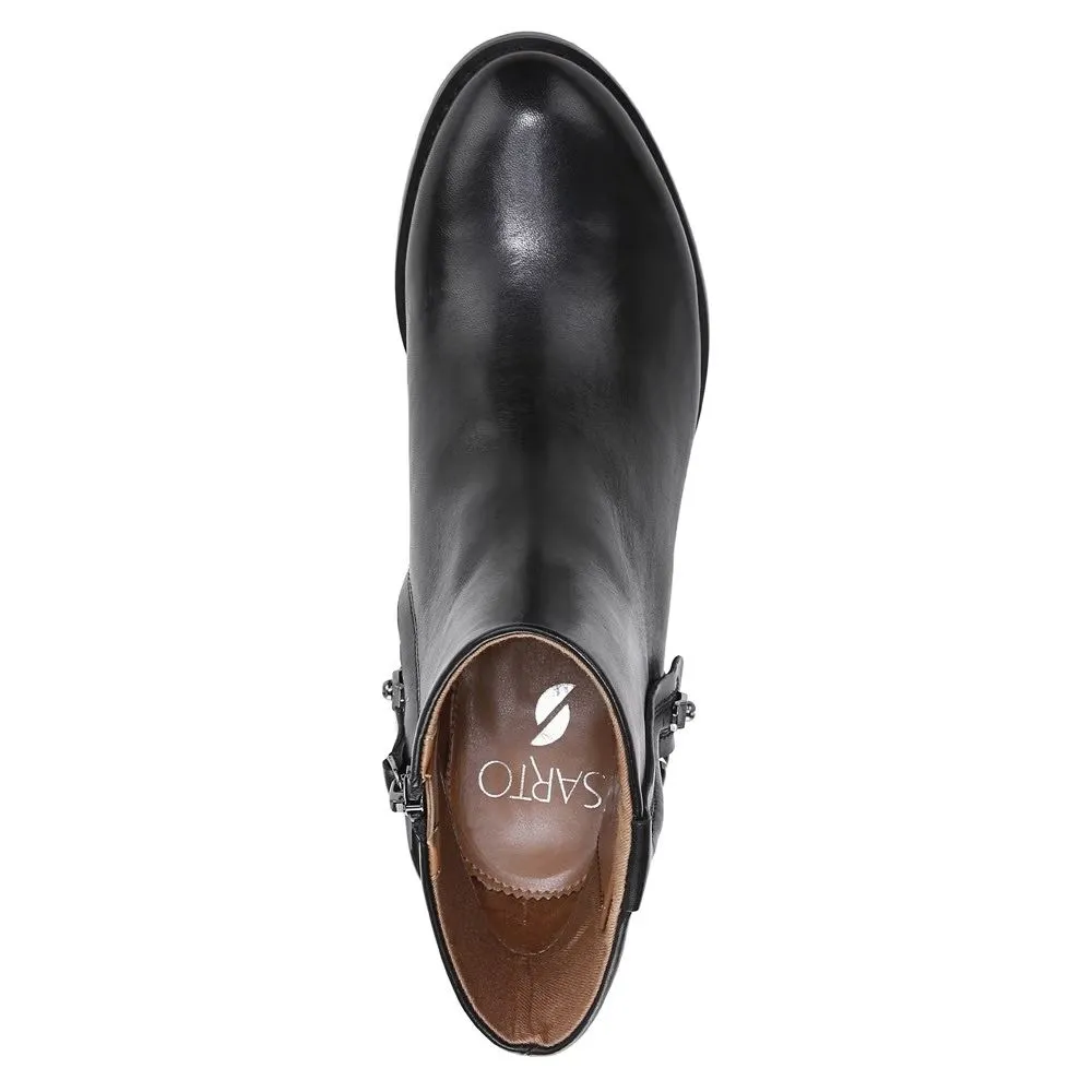 Sandy Black Leather Franco Sarto Ankle Boots