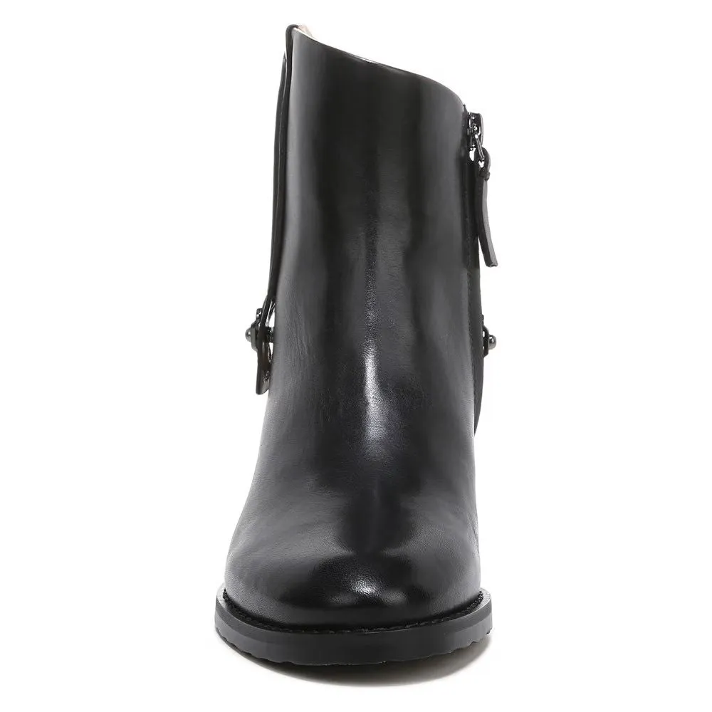 Sandy Black Leather Franco Sarto Ankle Boots