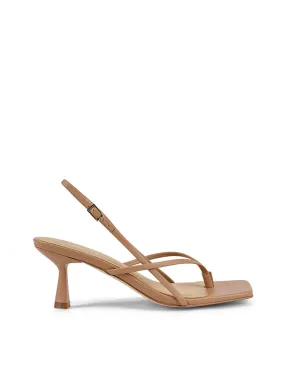 Santorini Strappy Thong Sandal - Almond Tan Leather