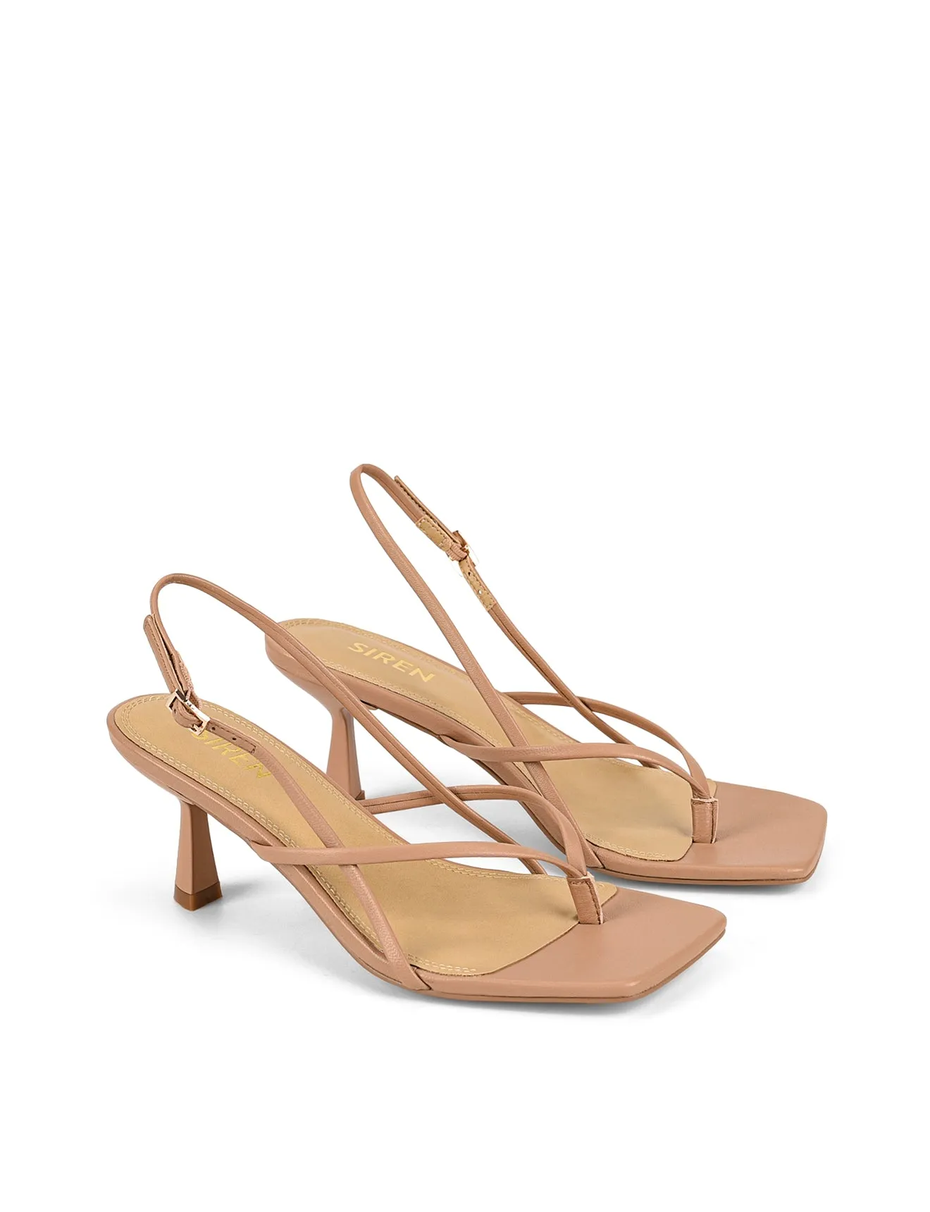 Santorini Strappy Thong Sandal - Almond Tan Leather