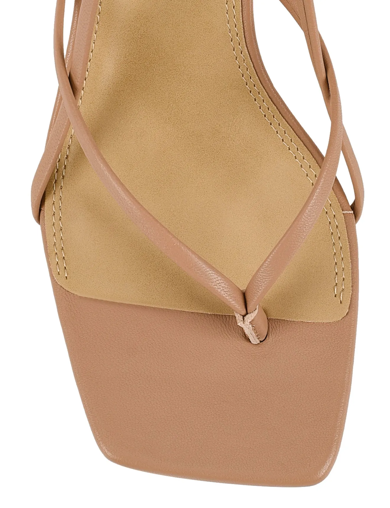 Santorini Strappy Thong Sandal - Almond Tan Leather