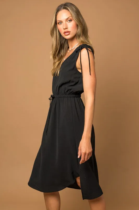 Sleeveless V-neck Shoulder Ruching Mini Dress *Multiple Colors*
