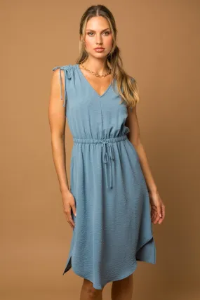 Sleeveless V-neck Shoulder Ruching Mini Dress *Multiple Colors*