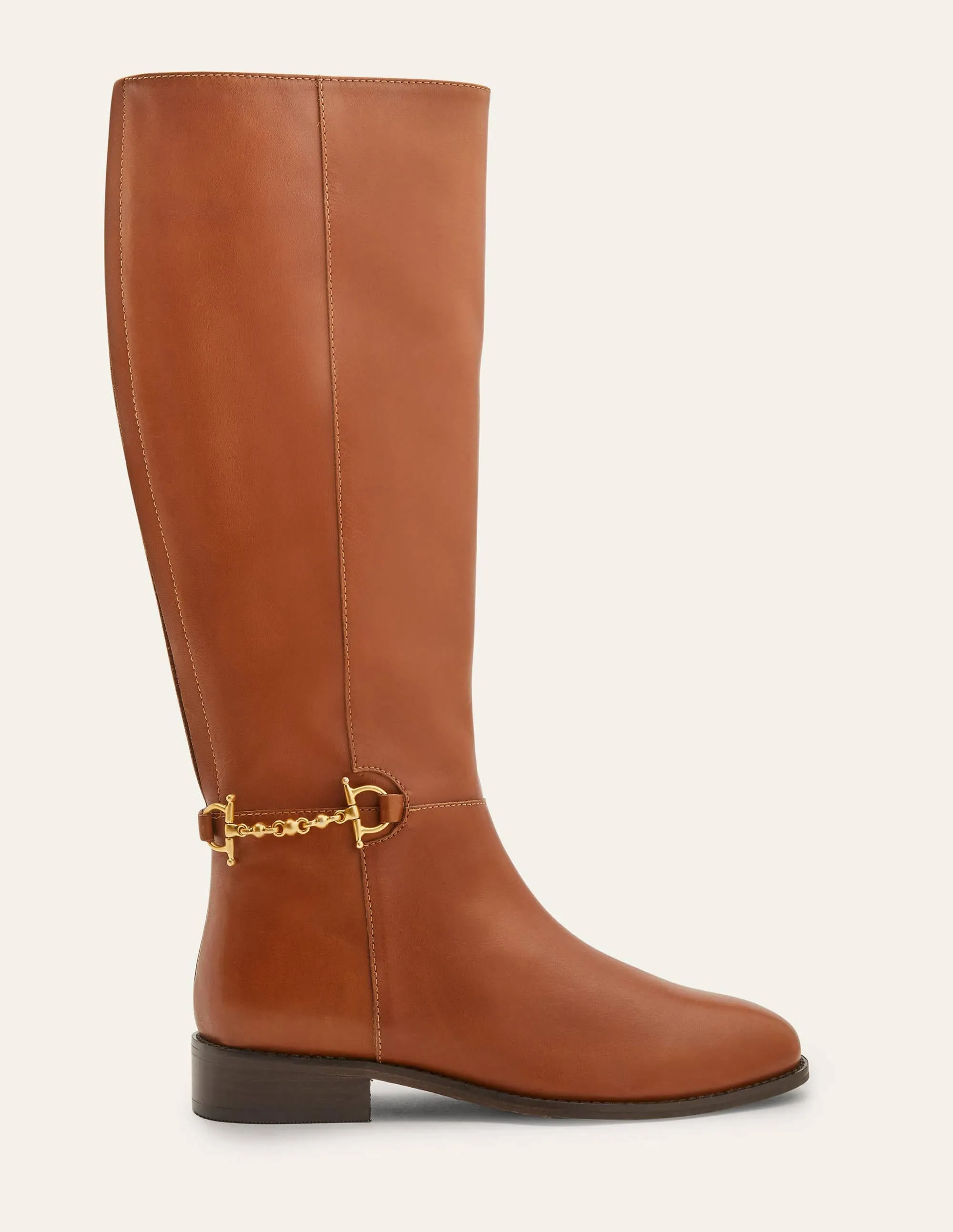 Snaffle Detail Riding Boots-Dark Tan