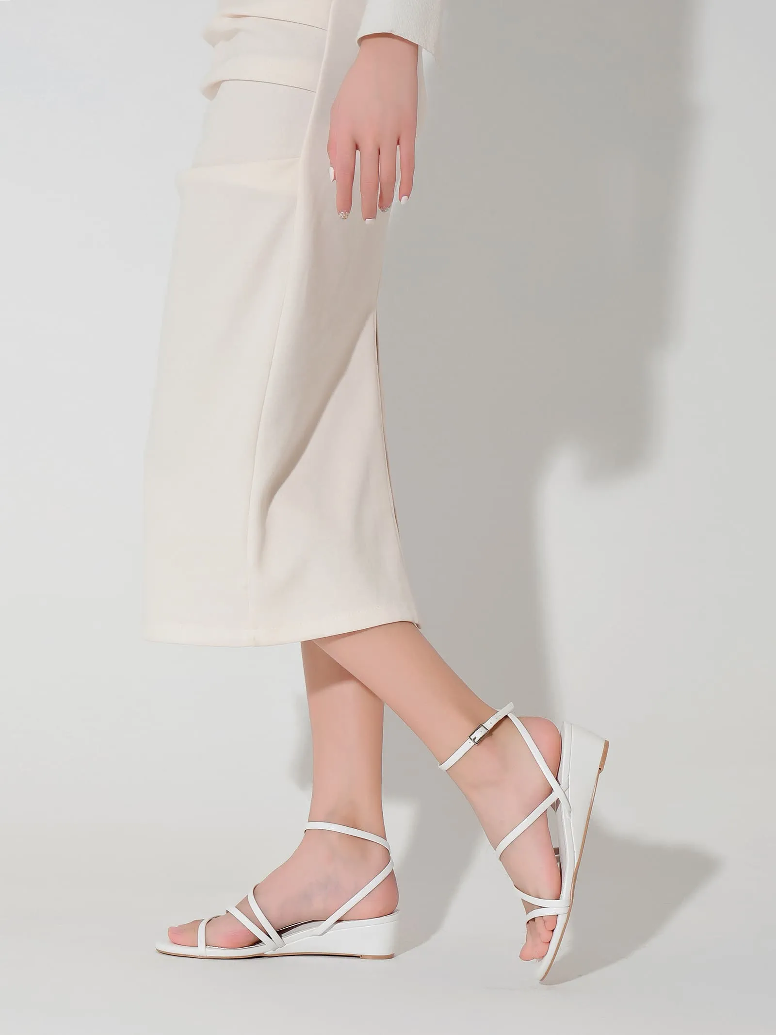 Strappy Ankle Wedge Sandals