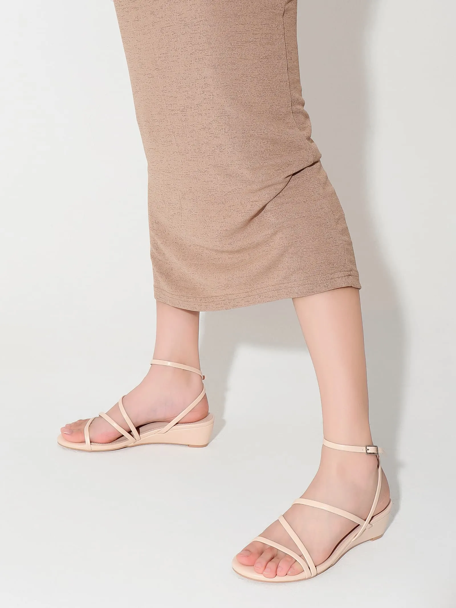 Strappy Ankle Wedge Sandals