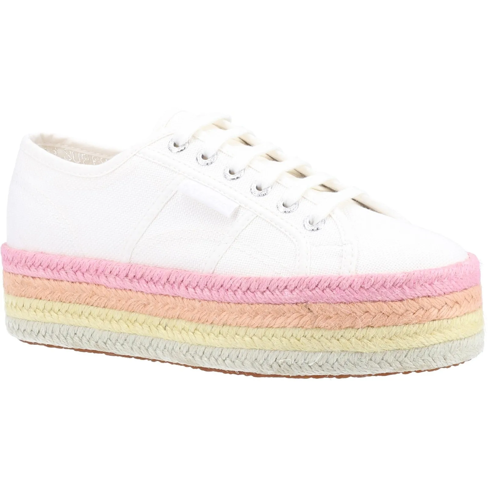 Superga Womens 2790 Multicolour Rope Platform Trainers - White