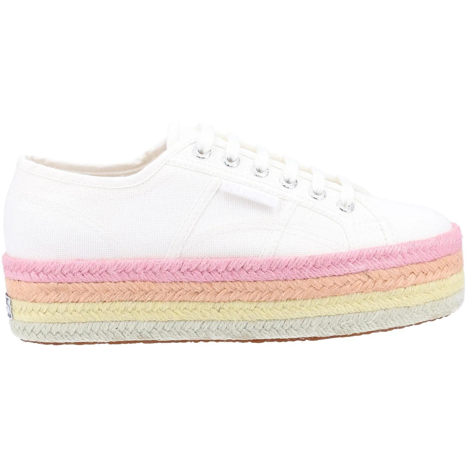 Superga Womens 2790 Multicolour Rope Platform Trainers - White