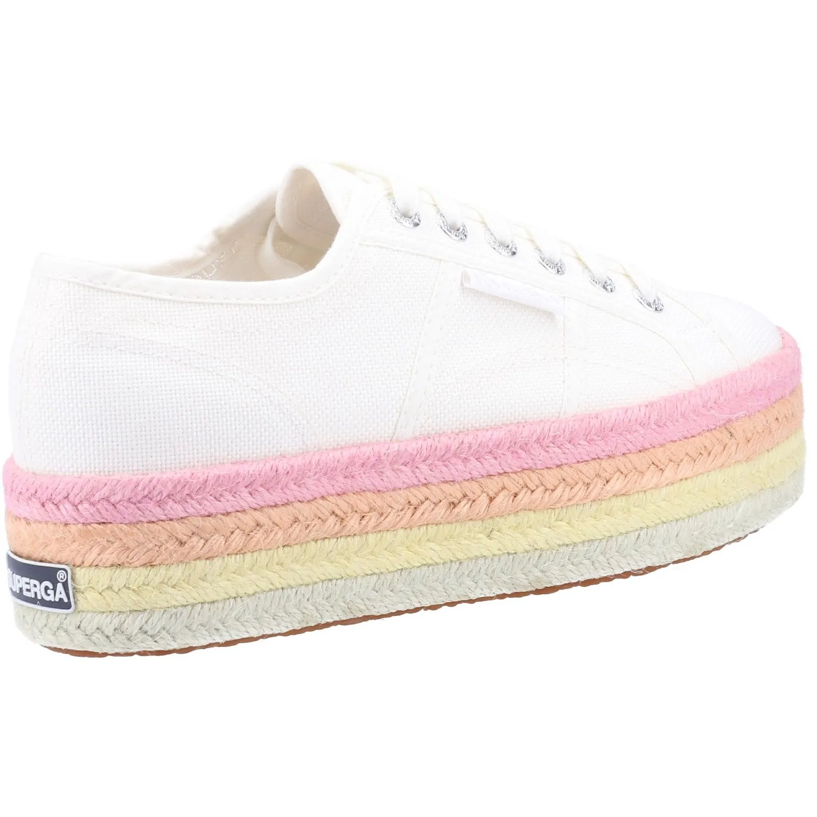 Superga Womens 2790 Multicolour Rope Platform Trainers - White