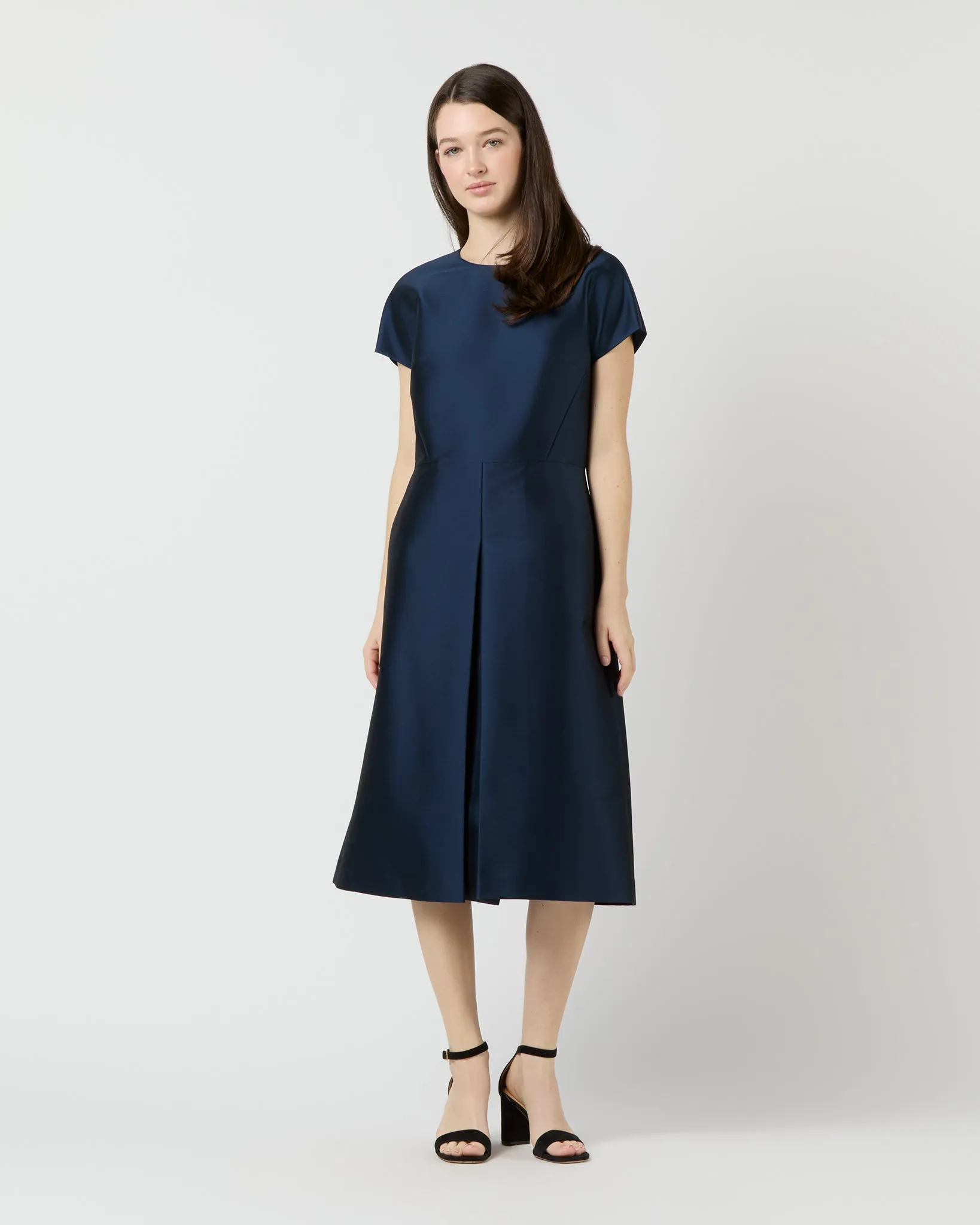 Suzzette Dress in Navy Mikado