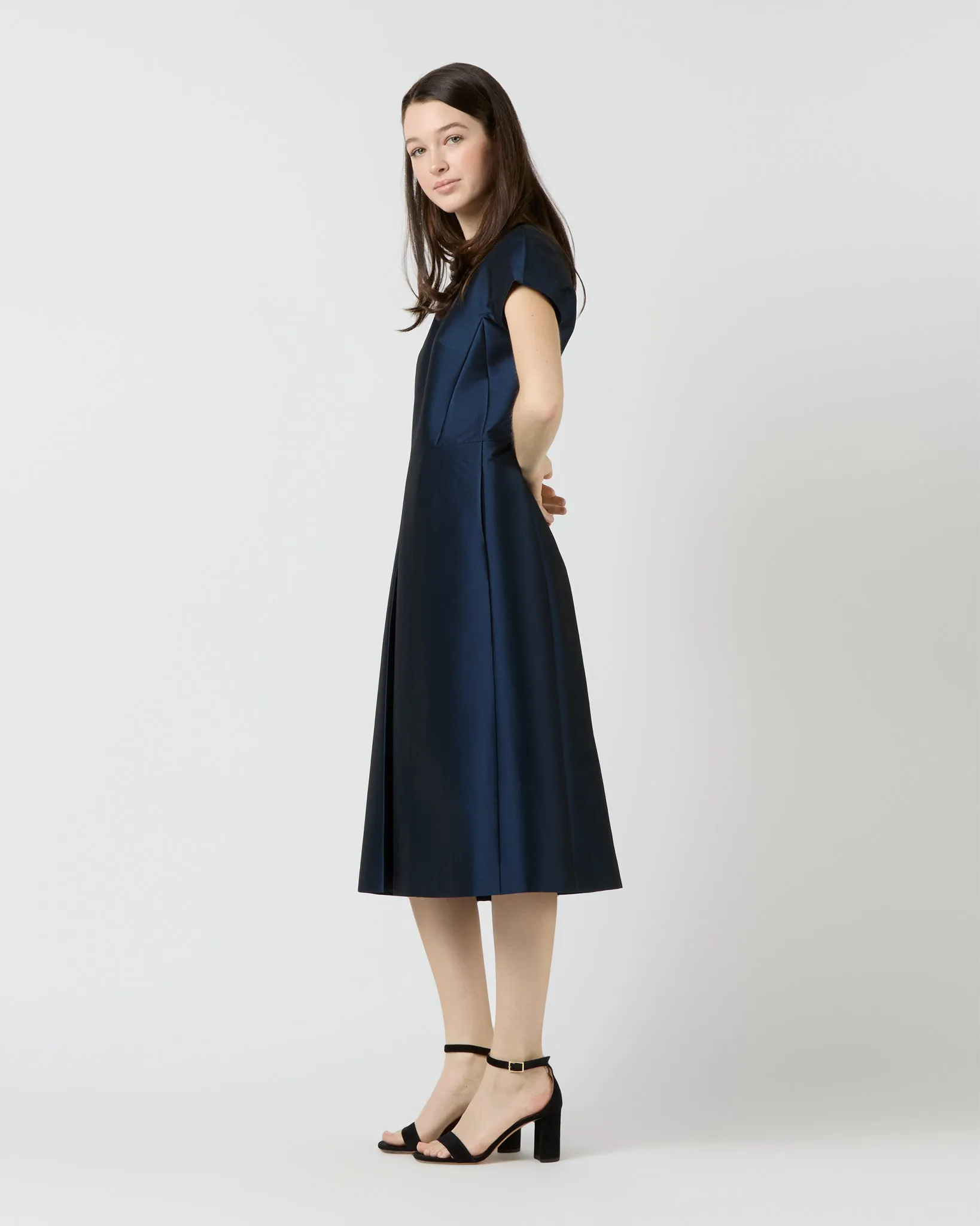 Suzzette Dress in Navy Mikado