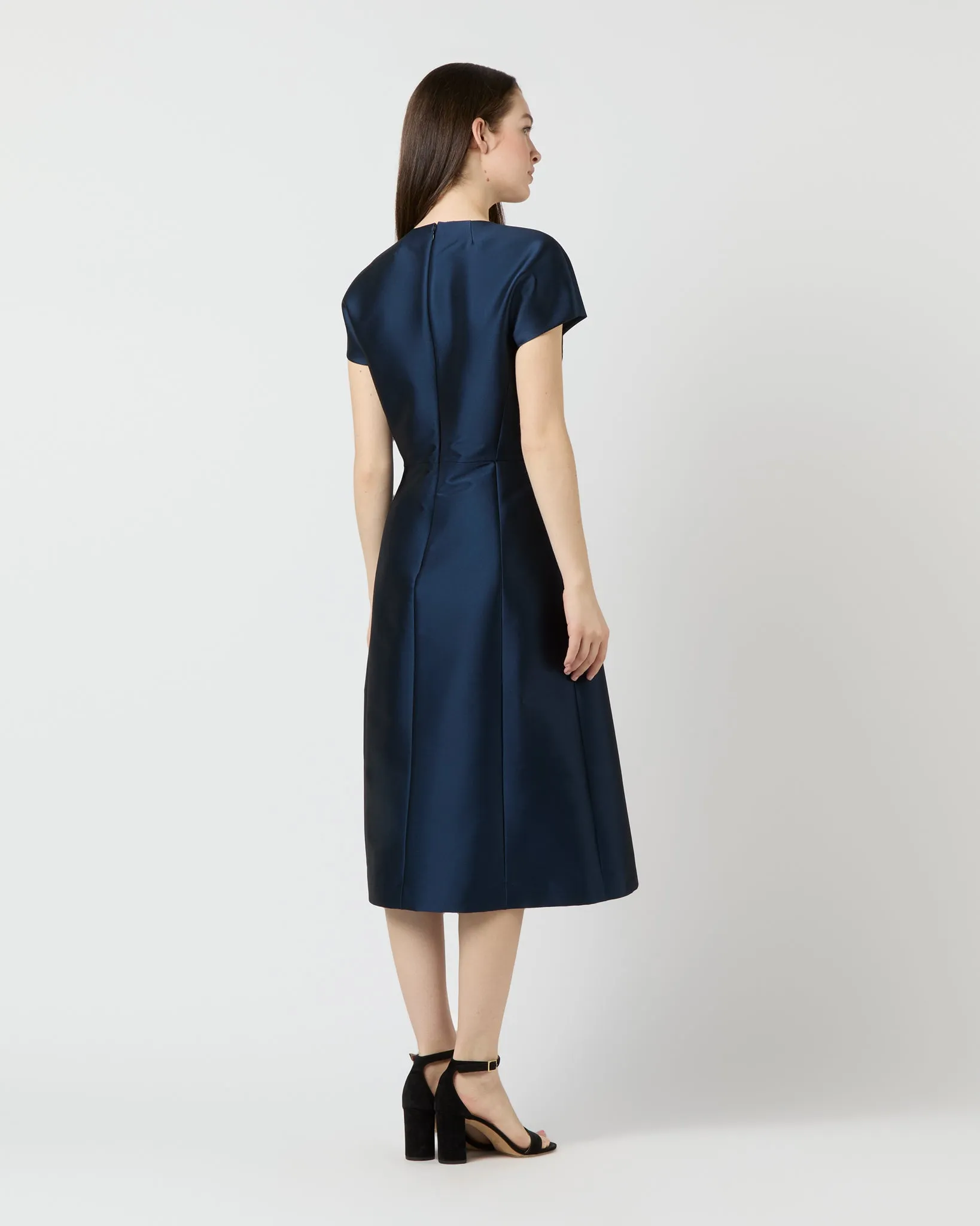Suzzette Dress in Navy Mikado