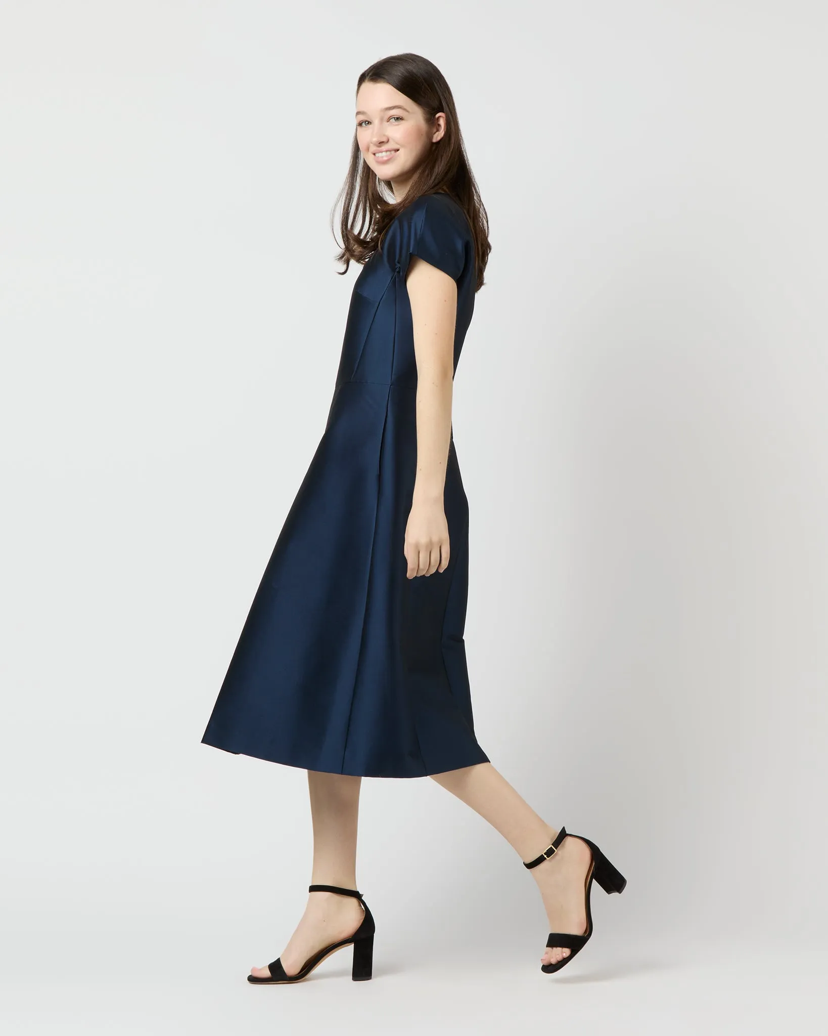 Suzzette Dress in Navy Mikado
