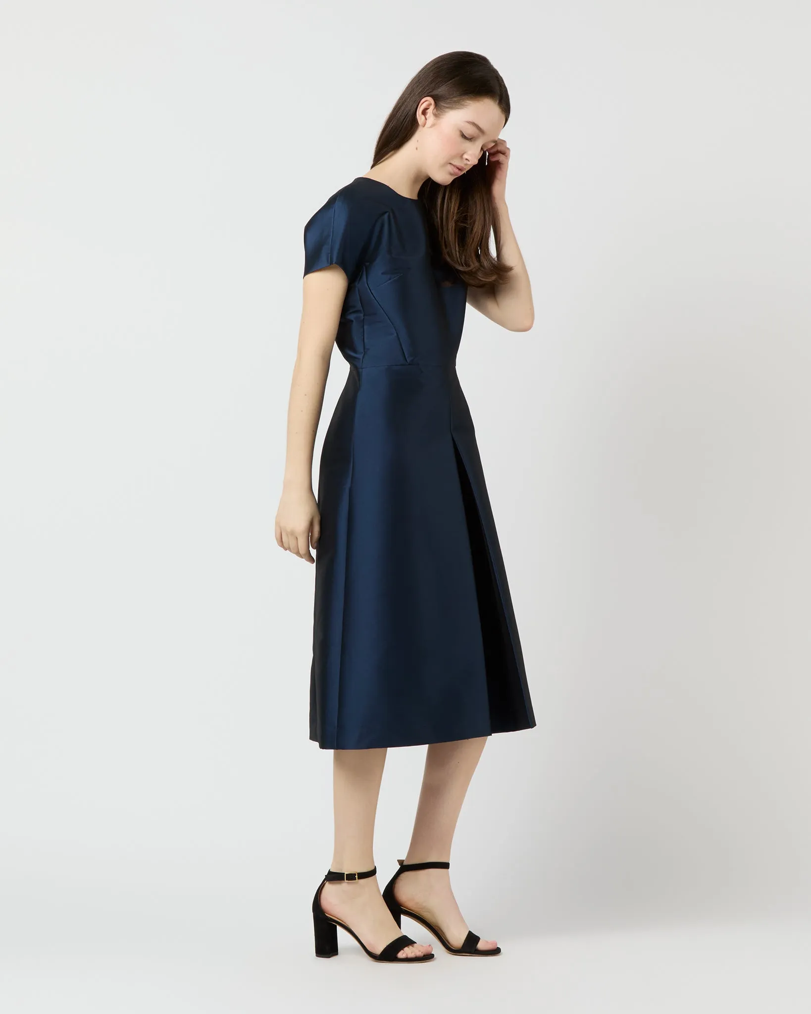 Suzzette Dress in Navy Mikado