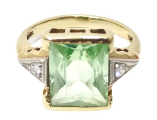 Tourmaline & Diamond Three-Stone Ring