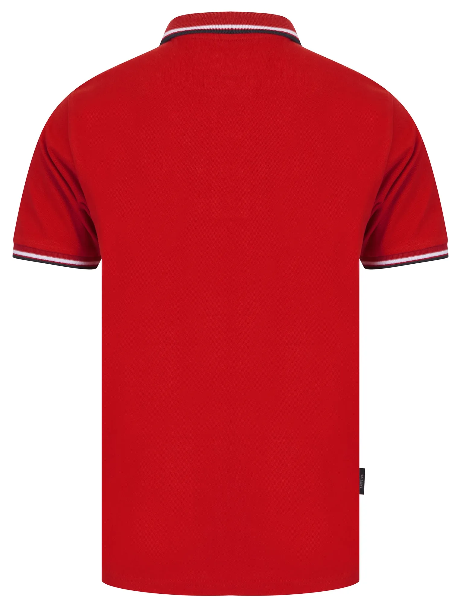 Trundle Cotton Pique Polo Shirt with Tipping in Scooter Red - Kensington Eastside