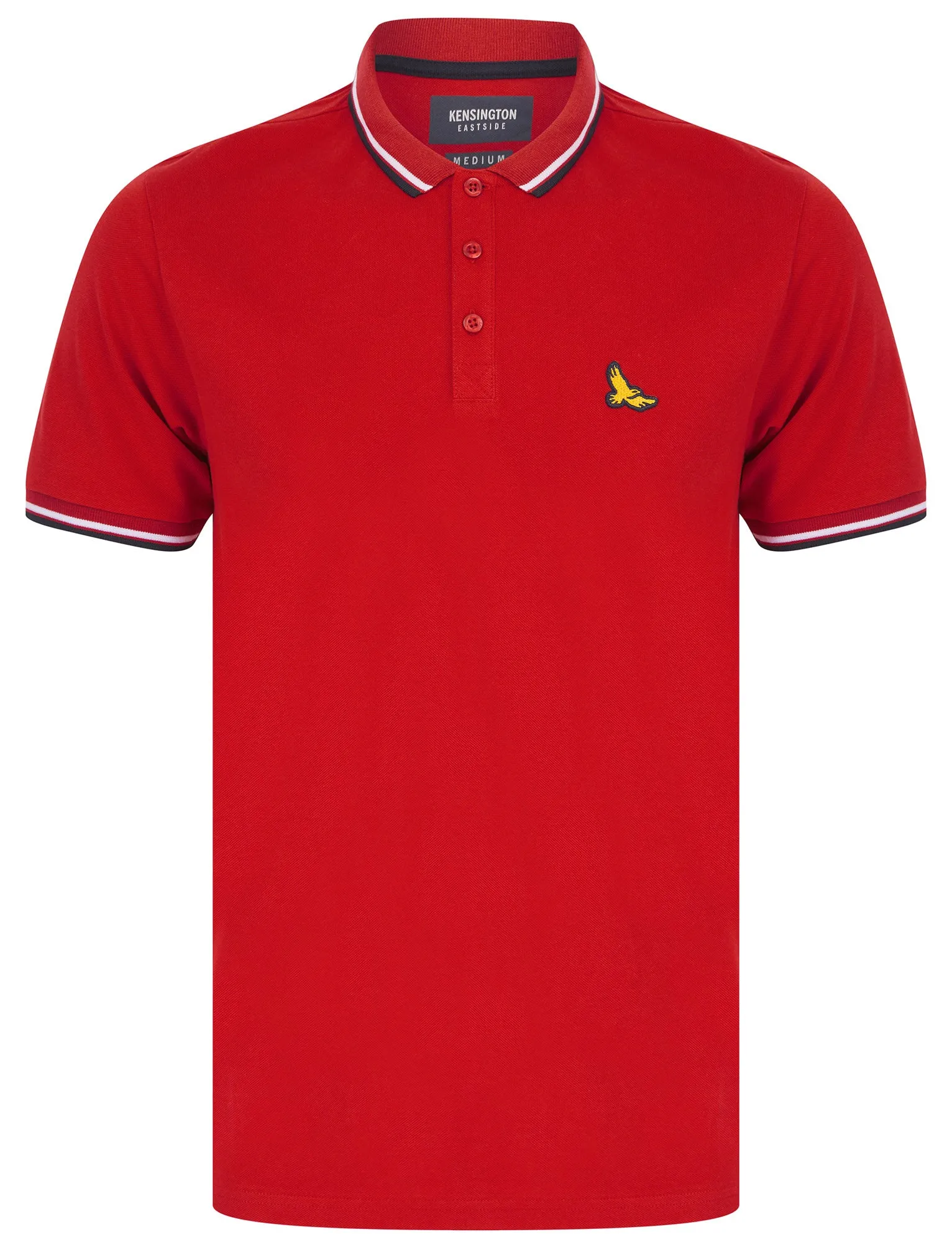 Trundle Cotton Pique Polo Shirt with Tipping in Scooter Red - Kensington Eastside
