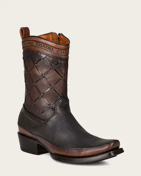 Urban engraved black boot