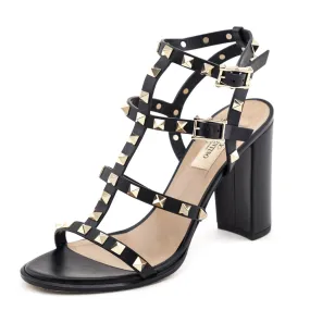Valentino Black Rockstud Gladiator Sandals Size US 8 | IT 38