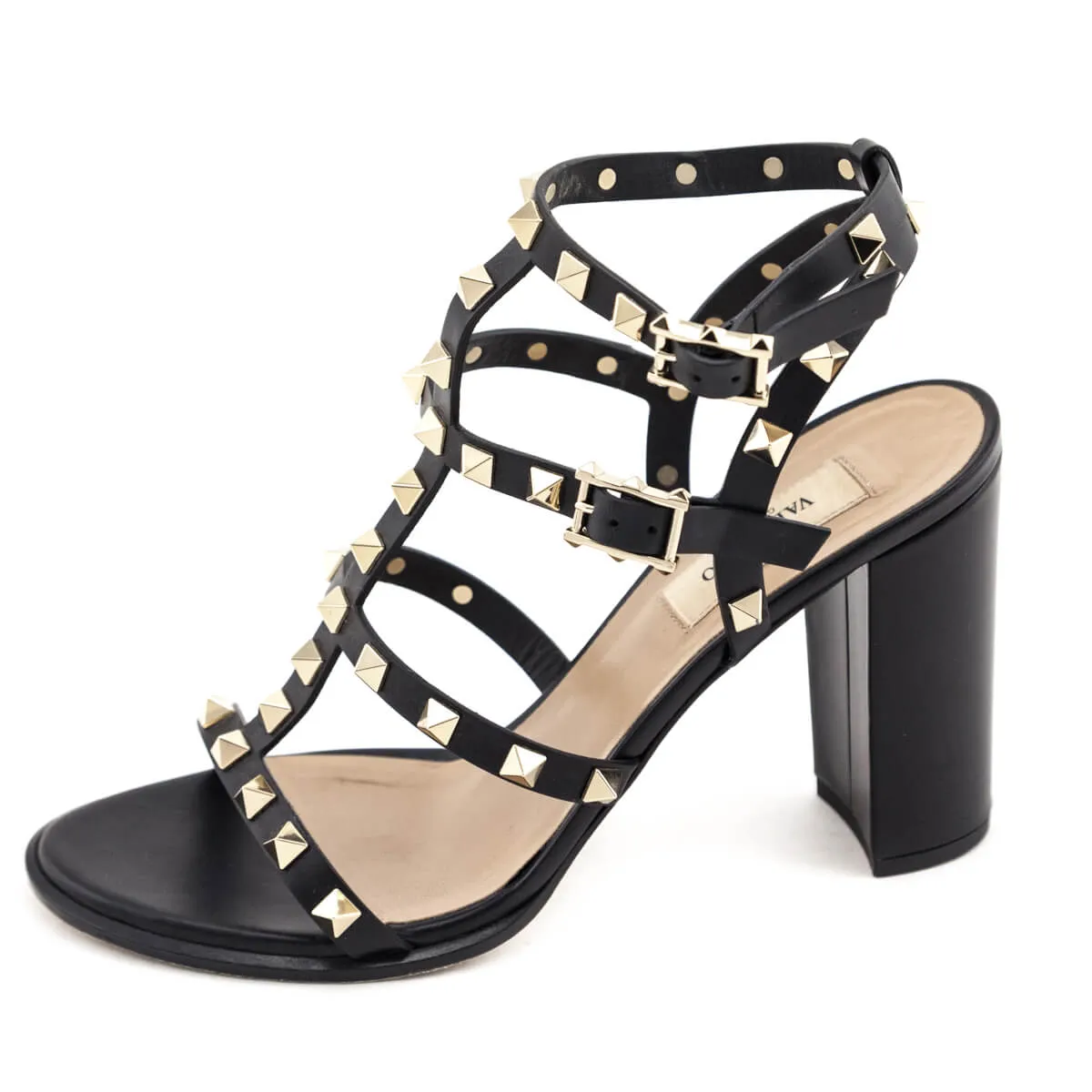 Valentino Black Rockstud Gladiator Sandals Size US 8 | IT 38