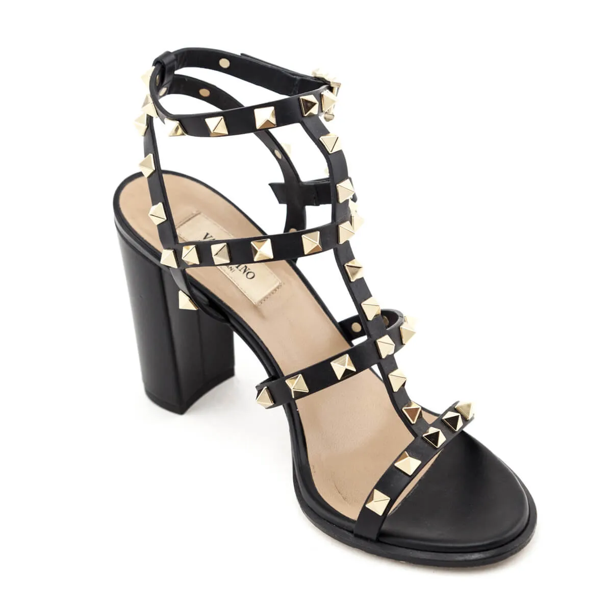 Valentino Black Rockstud Gladiator Sandals Size US 8 | IT 38