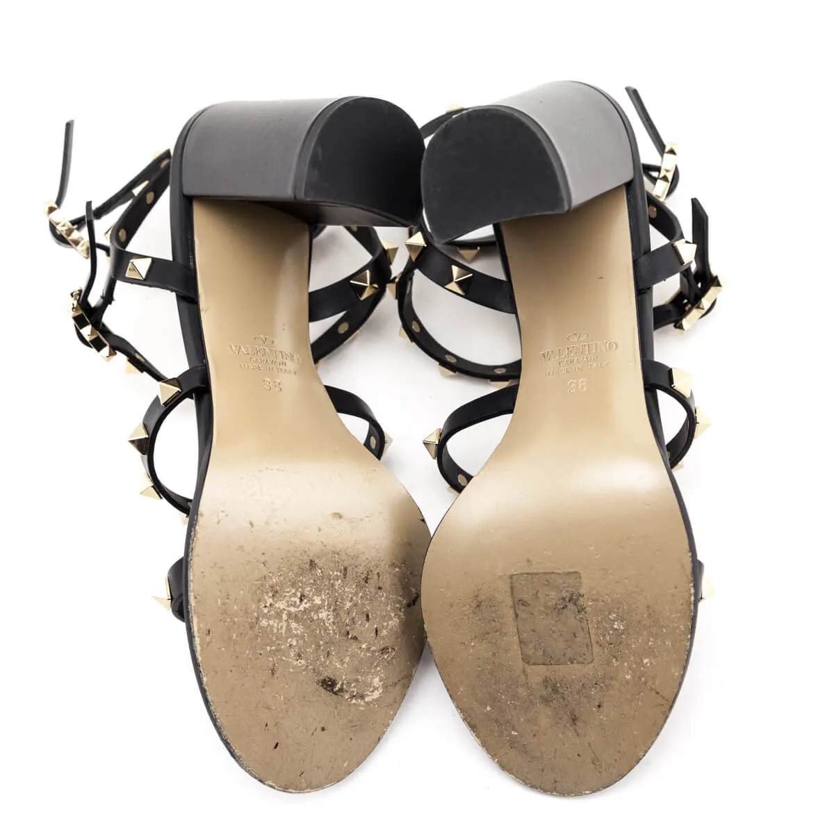 Valentino Black Rockstud Gladiator Sandals Size US 8 | IT 38
