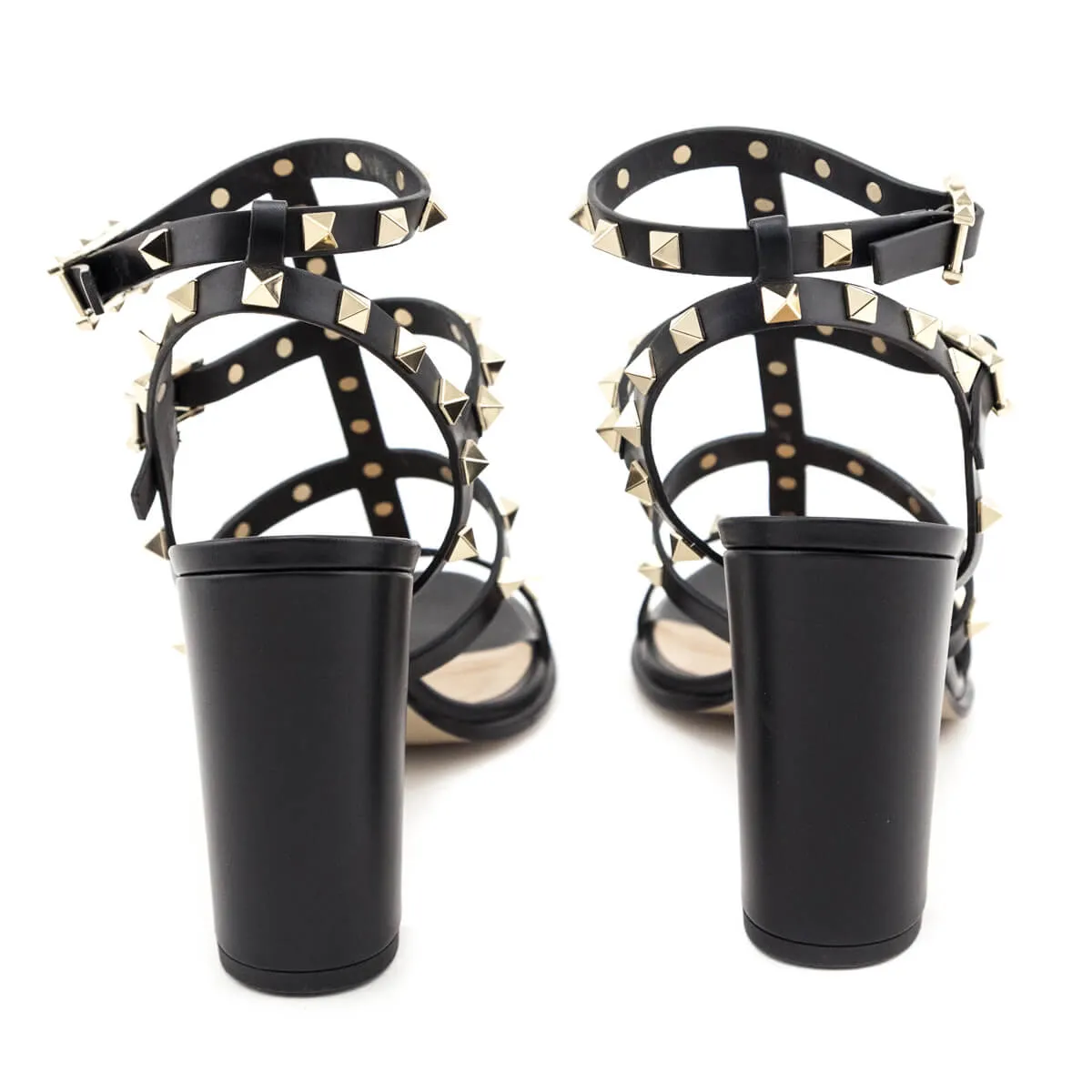 Valentino Black Rockstud Gladiator Sandals Size US 8 | IT 38