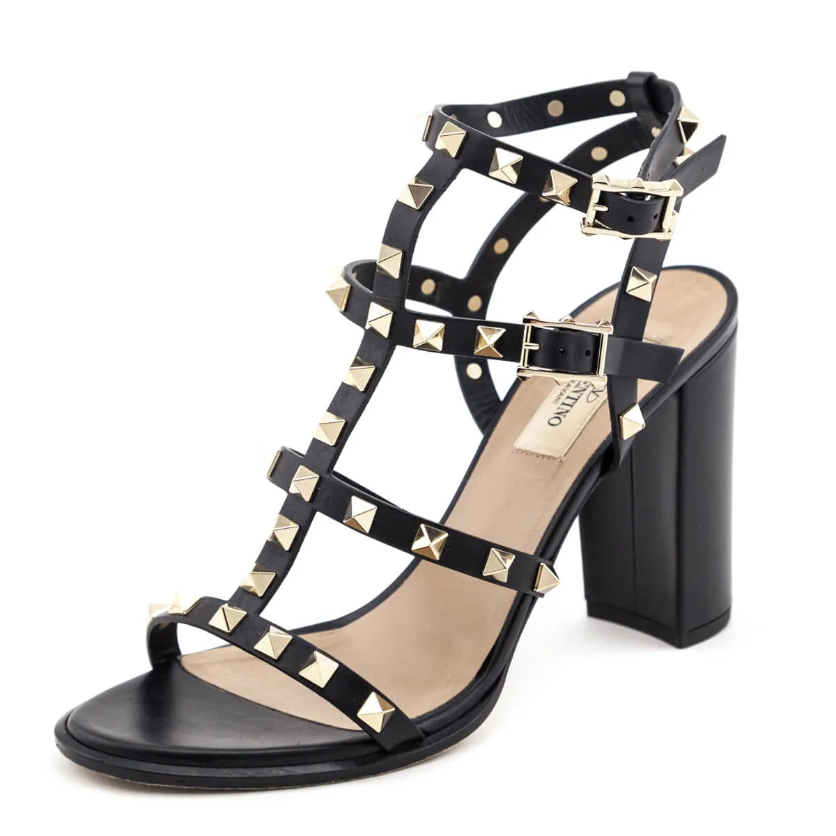 Valentino Black Rockstud Gladiator Sandals Size US 8 | IT 38