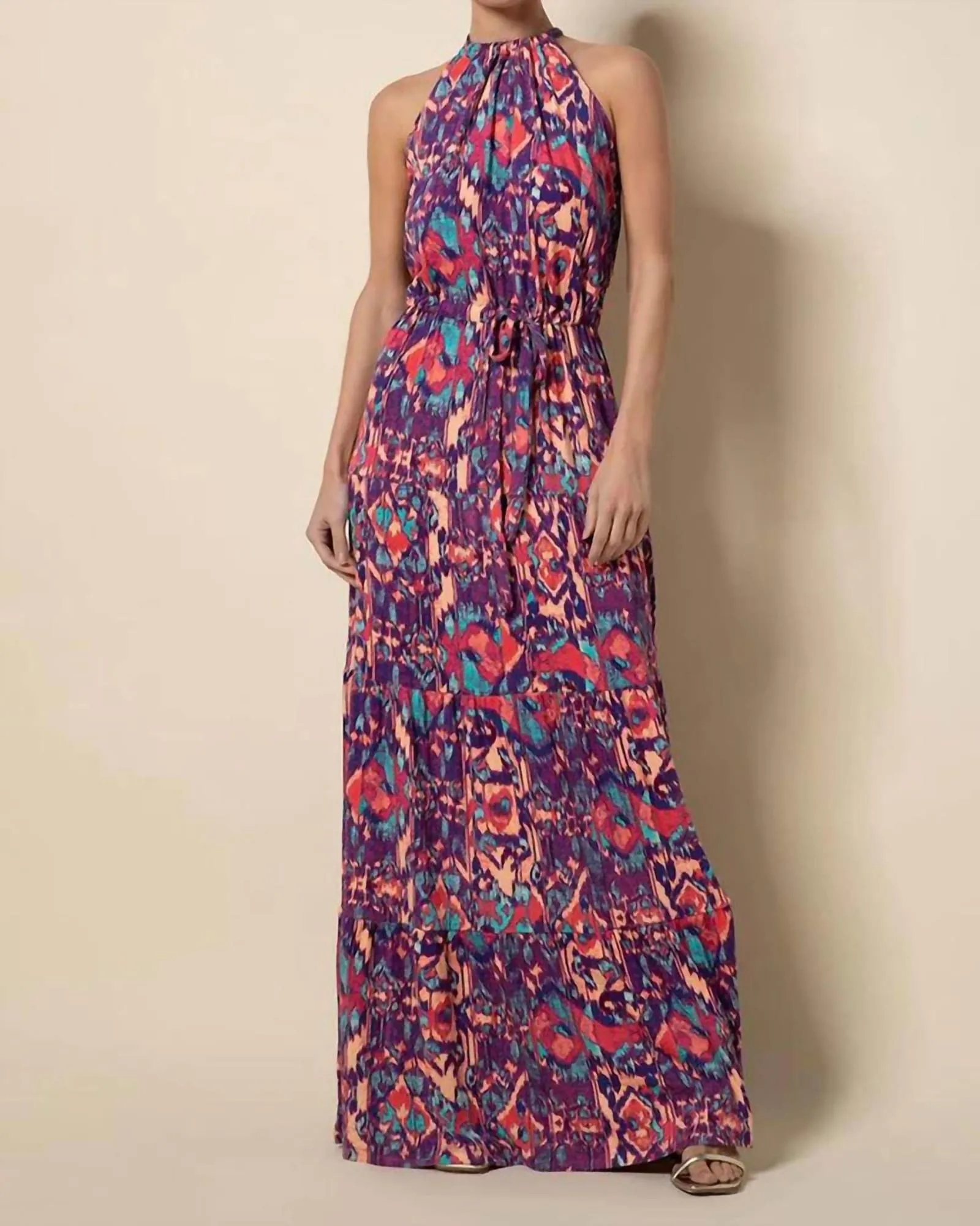 Violet Maxi Dress In Large Ikat Melange | Large Ikat Melange