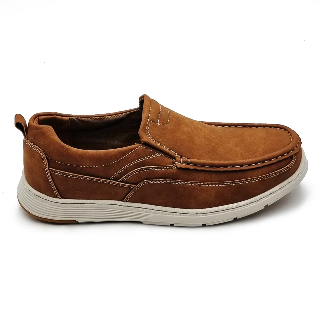 White Sole Contrast Stitch Slip On Shoes