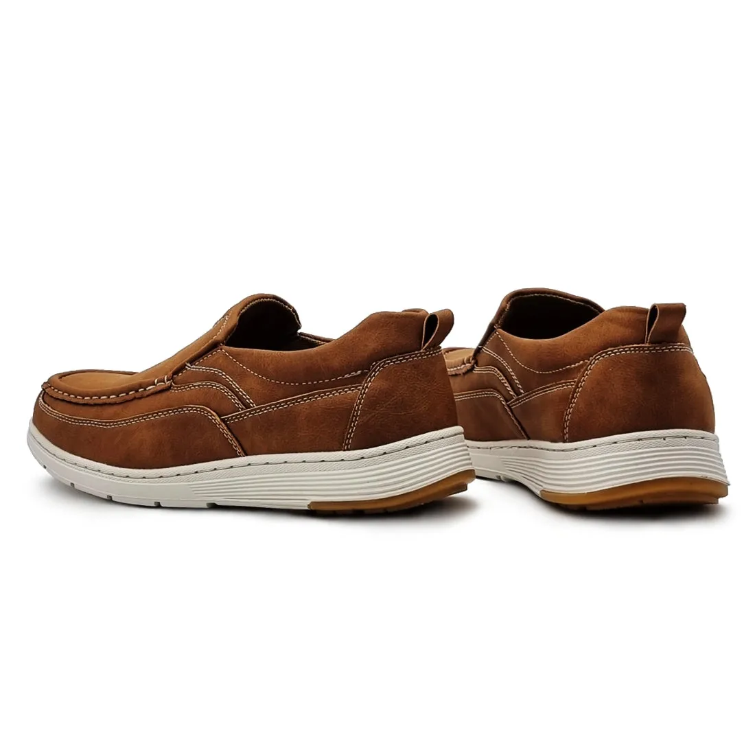 White Sole Contrast Stitch Slip On Shoes