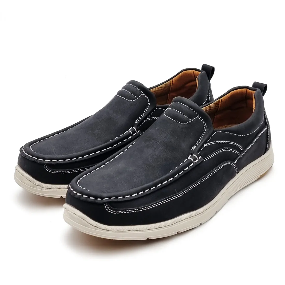 White Sole Contrast Stitch Slip On Shoes