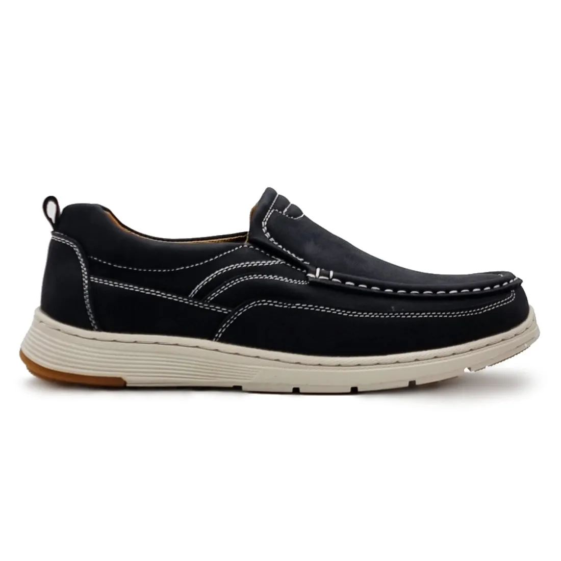 White Sole Contrast Stitch Slip On Shoes